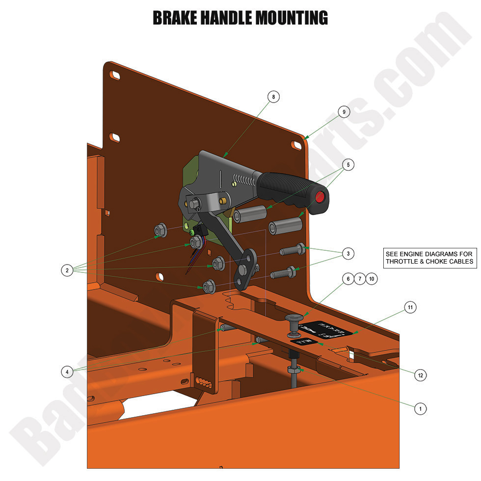 3569 - Bad Boy Mower Parts Lookup > 2024 > Rogue > Brake Handle Mounting